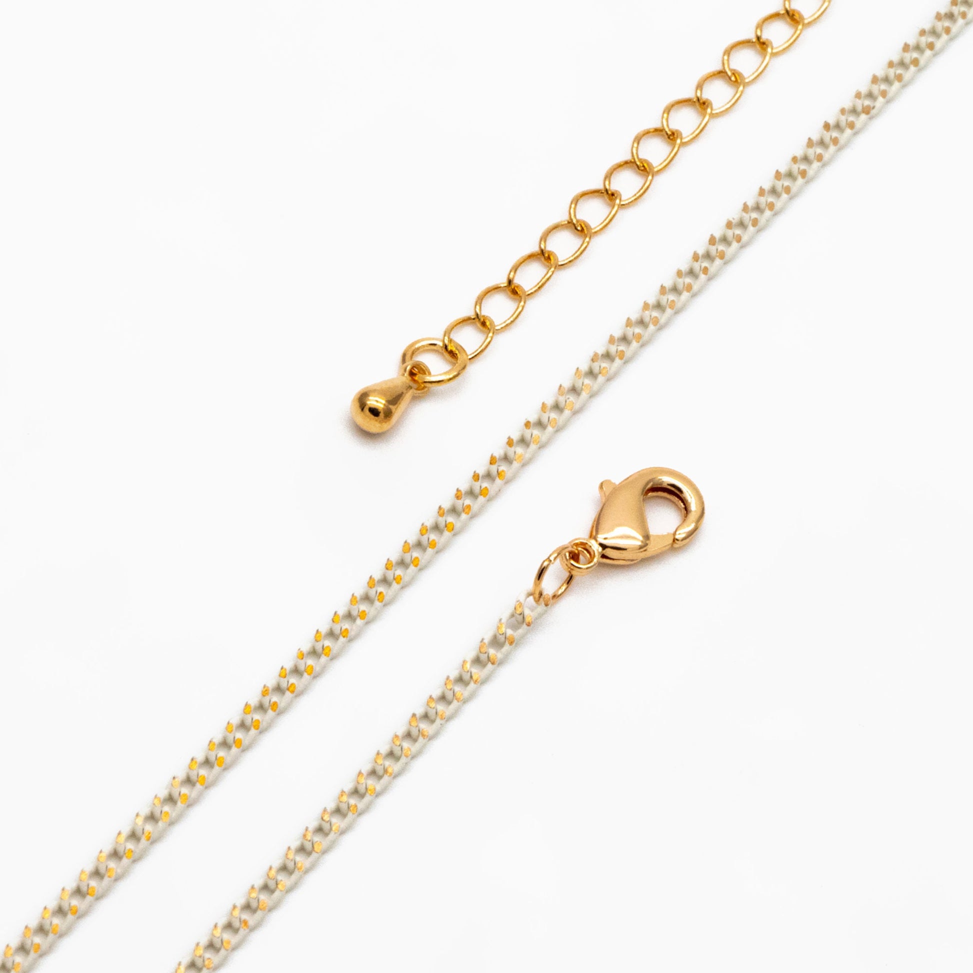 Multi Color Curb Chain: Brass Bracelet, Anklet, Necklace with Extender, Ready to Wear (#LK-258)