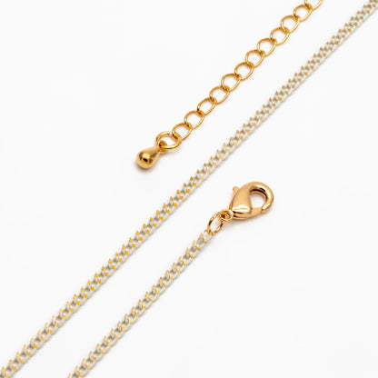 Multi Color Curb Chain: Brass Bracelet, Anklet, Necklace with Extender, Ready to Wear (#LK-258)