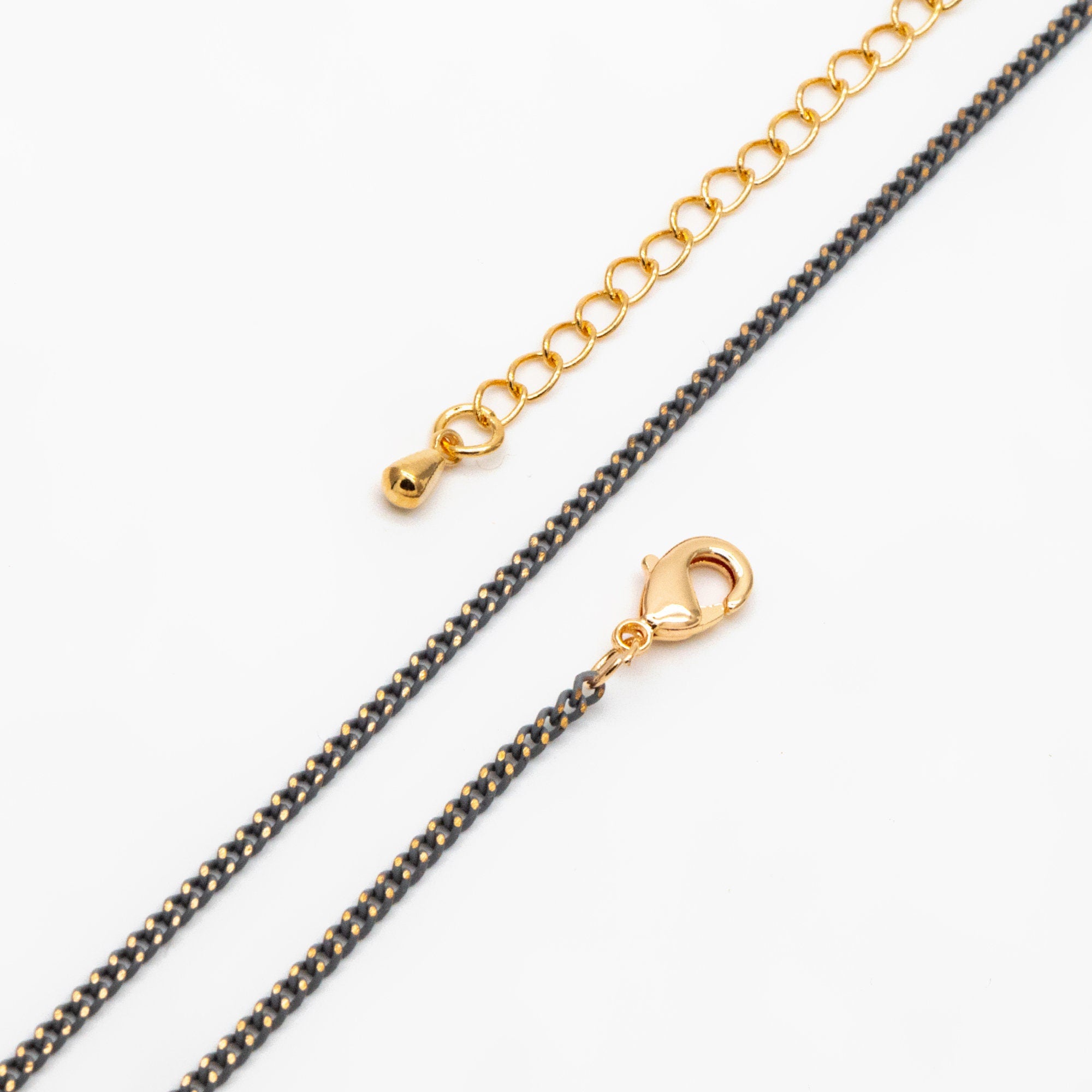 Multi Color Curb Chain: Brass Bracelet, Anklet, Necklace with Extender, Ready to Wear (#LK-258)