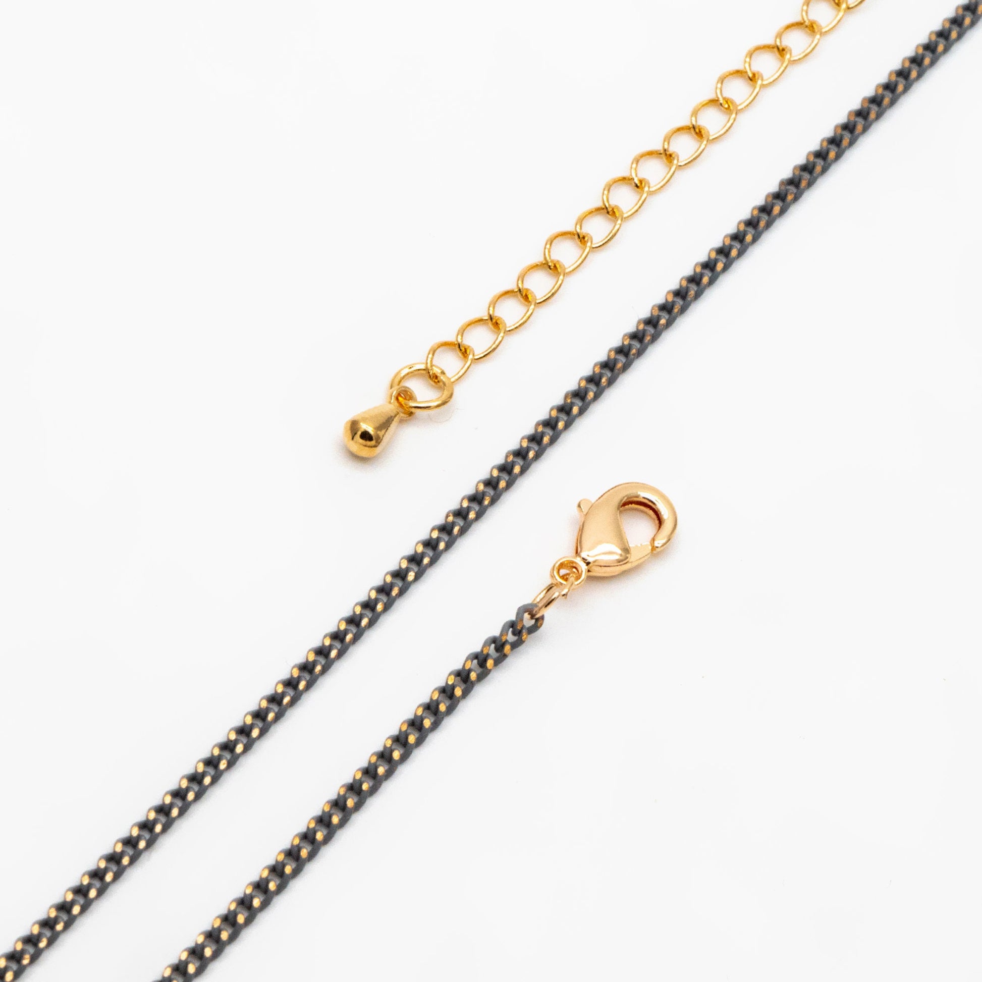 Multi Color Curb Chain: Brass Bracelet, Anklet, Necklace with Extender, Ready to Wear (#LK-258)