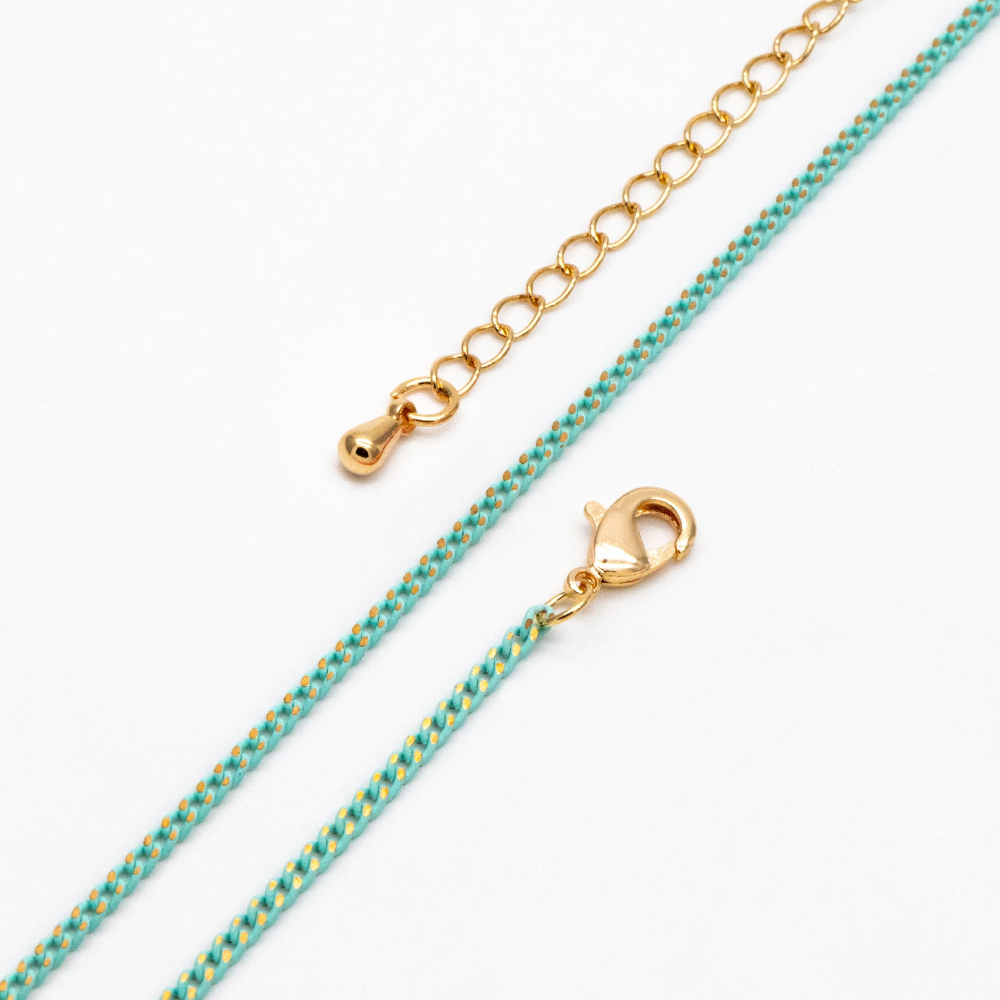 Multi Color Curb Chain: Brass Bracelet, Anklet, Necklace with Extender, Ready to Wear (#LK-258)