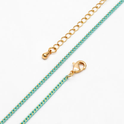 Multi Color Curb Chain: Brass Bracelet, Anklet, Necklace with Extender, Ready to Wear (#LK-258)