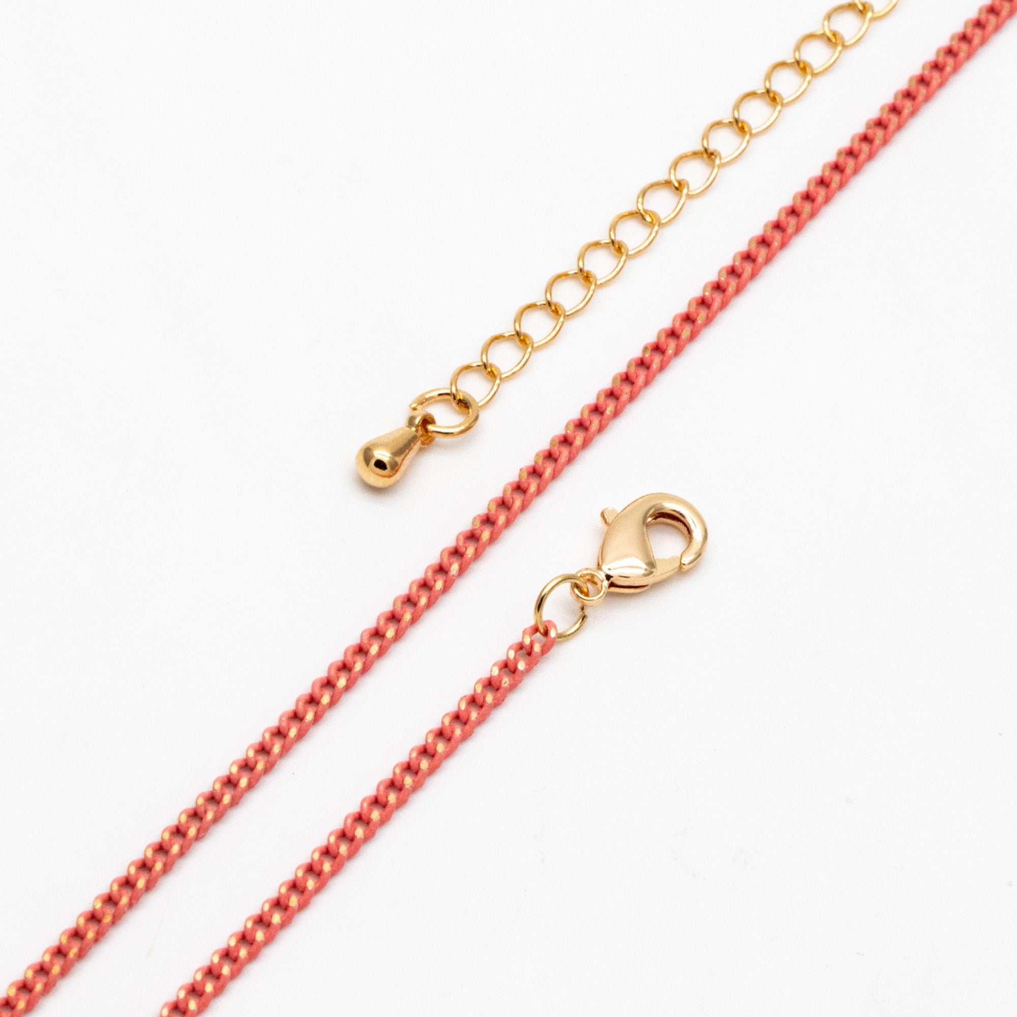 Multi Color Curb Chain: Brass Bracelet, Anklet, Necklace with Extender, Ready to Wear (#LK-258)