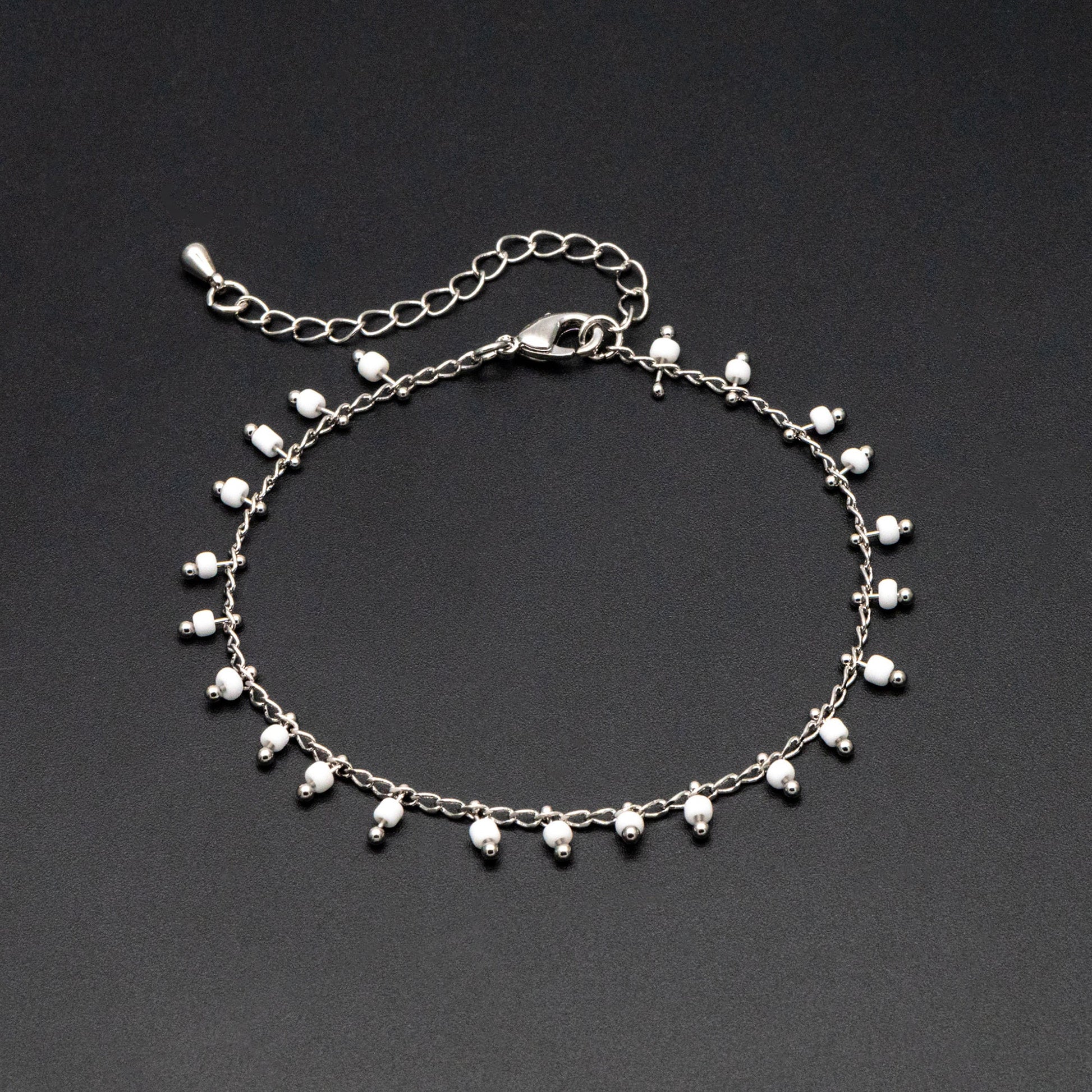 Silver tone Beaded Chains, Finished Bracelet/ Anklet/ Necklace with Extender Chain, Ready to Wear (#LK-271)