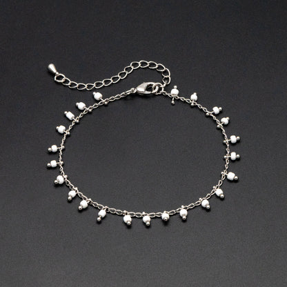 Silver tone Beaded Chains, Finished Bracelet/ Anklet/ Necklace with Extender Chain, Ready to Wear (#LK-271)