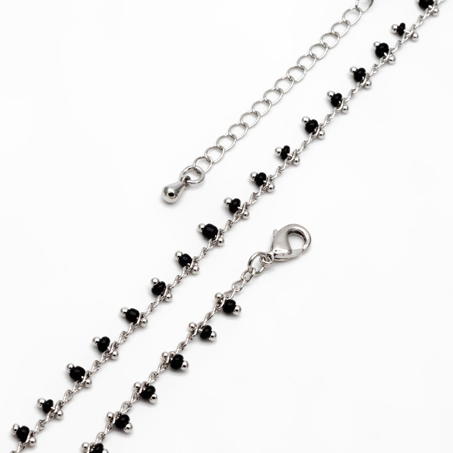 Silver tone Beaded Chains, Finished Bracelet/ Anklet/ Necklace with Extender Chain, Ready to Wear (#LK-271)
