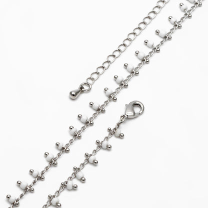 Silver tone Beaded Chains, Finished Bracelet/ Anklet/ Necklace with Extender Chain, Ready to Wear (#LK-271)