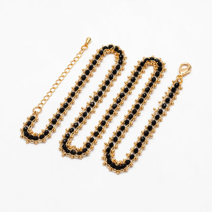 Gold Crystal Glass Rondelle Beaded Chain, Finished Bracelet/ Anklet/ Necklace with Extender Chain, Ready to Wear (#LK-171)