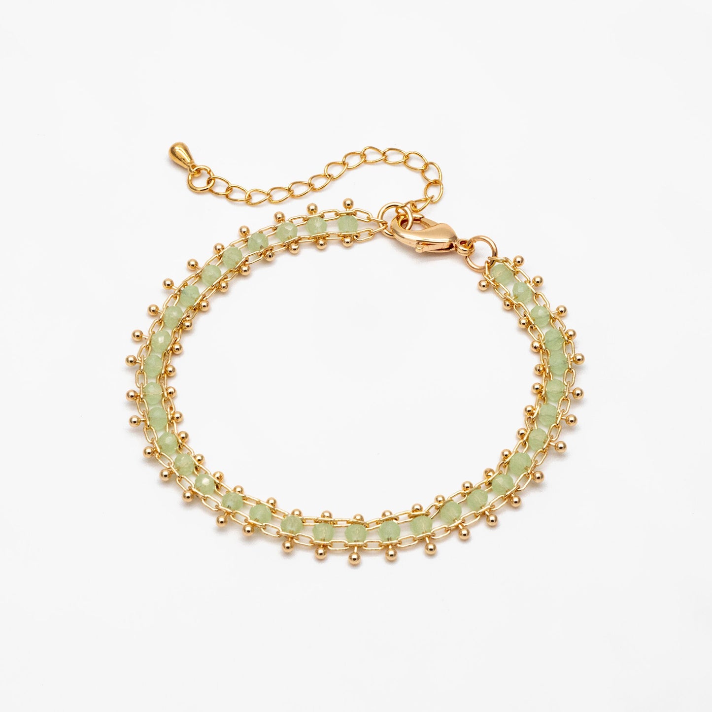 Gold Crystal Glass Rondelle Beaded Chain, Finished Bracelet/ Anklet/ Necklace with Extender Chain, Ready to Wear (#LK-171)
