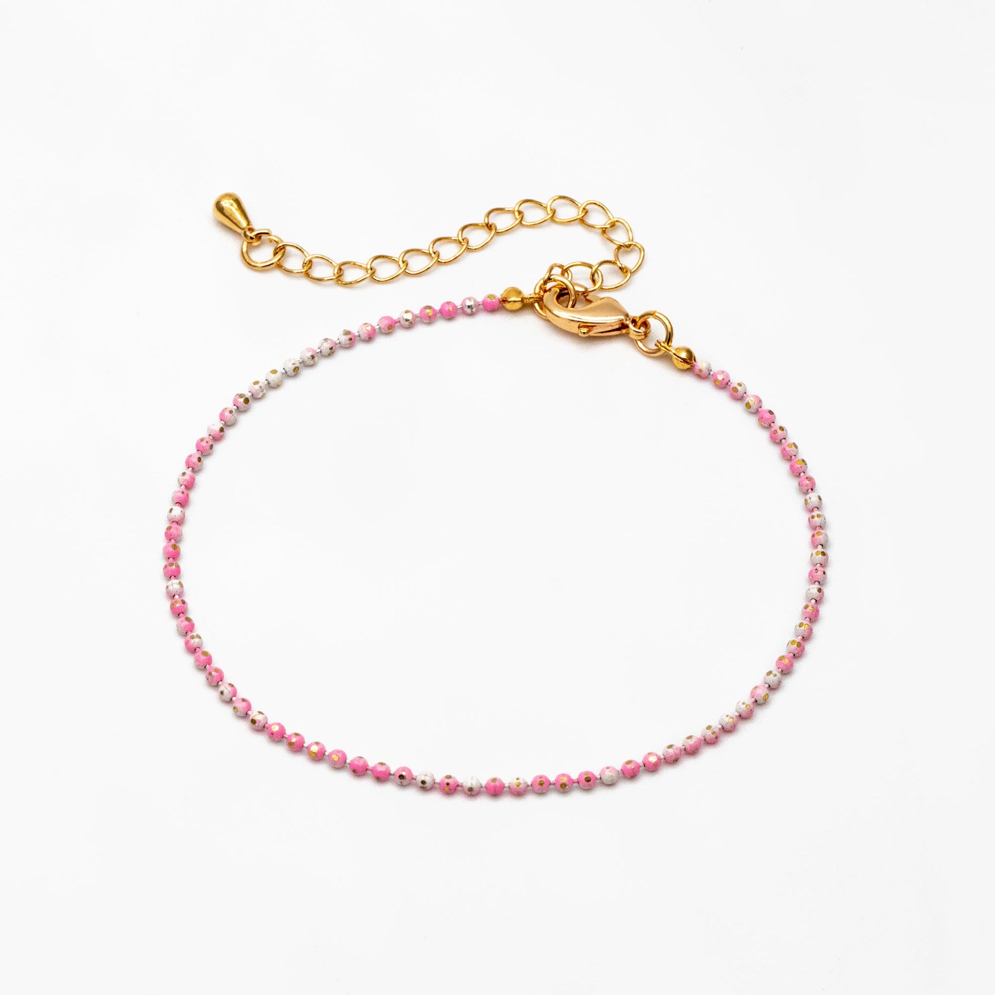 Gold Faceted Ball Beaded Chain, Finished Bracelet/ Anklet/ Necklace with Extender Chain, Ready to Wear (#LK-256)
