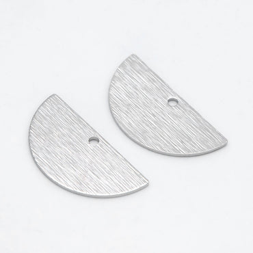 10pcs Brushed Gold/ Silver Semicircle Charms 21/ 24mm, Geometric Disc Coins, Semi Round Pendants (GB-3817)