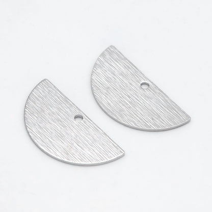 10pcs Brushed Gold/ Silver Semicircle Charms 21/ 24mm, Geometric Disc Coins, Semi Round Pendants (GB-3817)