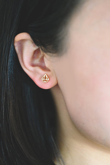 10pcs Gold Diamond Shape Earrings 8mm, Gold plated Brass Minimalist Earring Stud (#GB-4150)