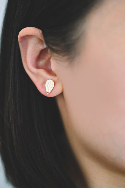 10pcs Gold Teardrop Earring with Loop, 11.5x8mm, 18K Gold Plated Brass Geometric Earring Studs (GB-4160)