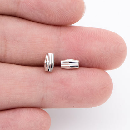 20pcs Gold/ Silver tone Oval Beads 6x3.5mm, Real Gold/ Rhodium plated Brass Tube Spacers (GB-715)