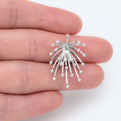 4pcs CZ Pave Gold/ Silver tone Fireworks Charm 27x14mm, DIY Pendant Drop Bail, Peg Pearl Findings, Pearl Setting (GB-1424)