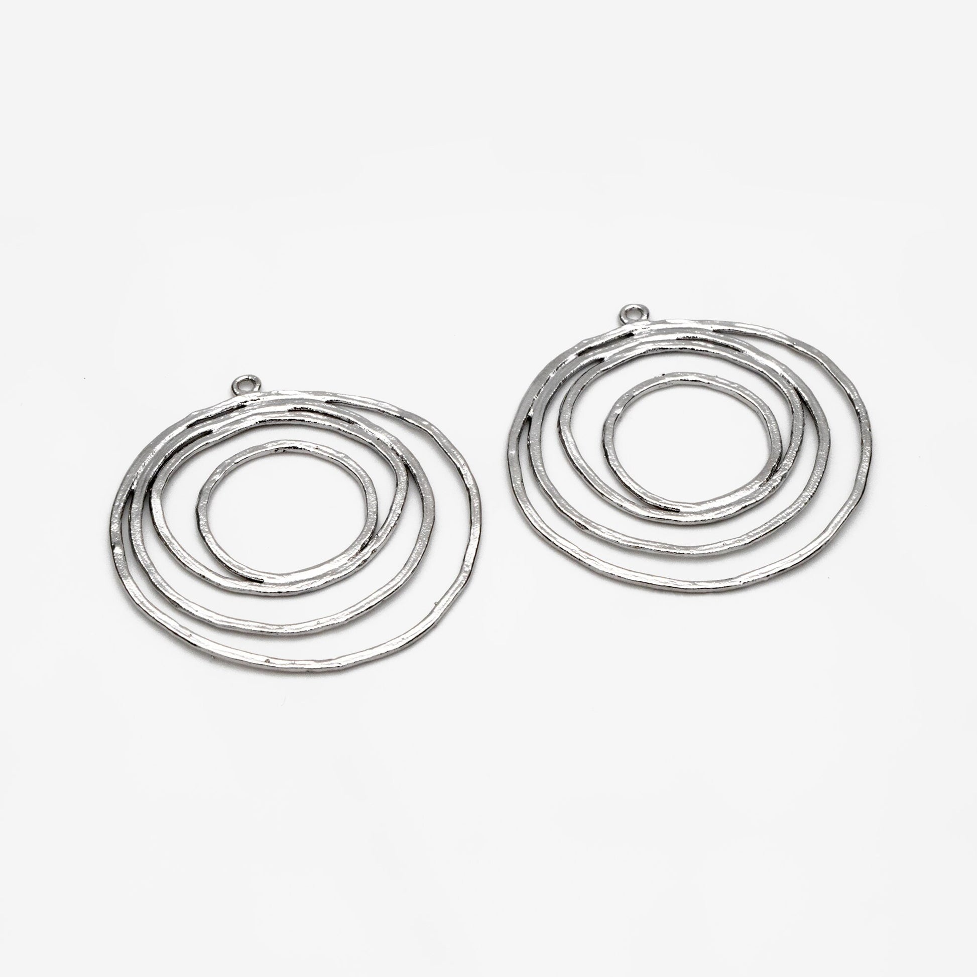 10pcs Gold/ Silver tone Circle Pendants 32x29mm, Gold/ Rhodium plated Brass Hoops, Wired Round Loop Charms (GB-955)