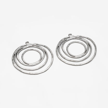 10pcs Gold/ Silver tone Circle Pendants 32x29mm, Gold/ Rhodium plated Brass Hoops, Wired Round Loop Charms (GB-955)