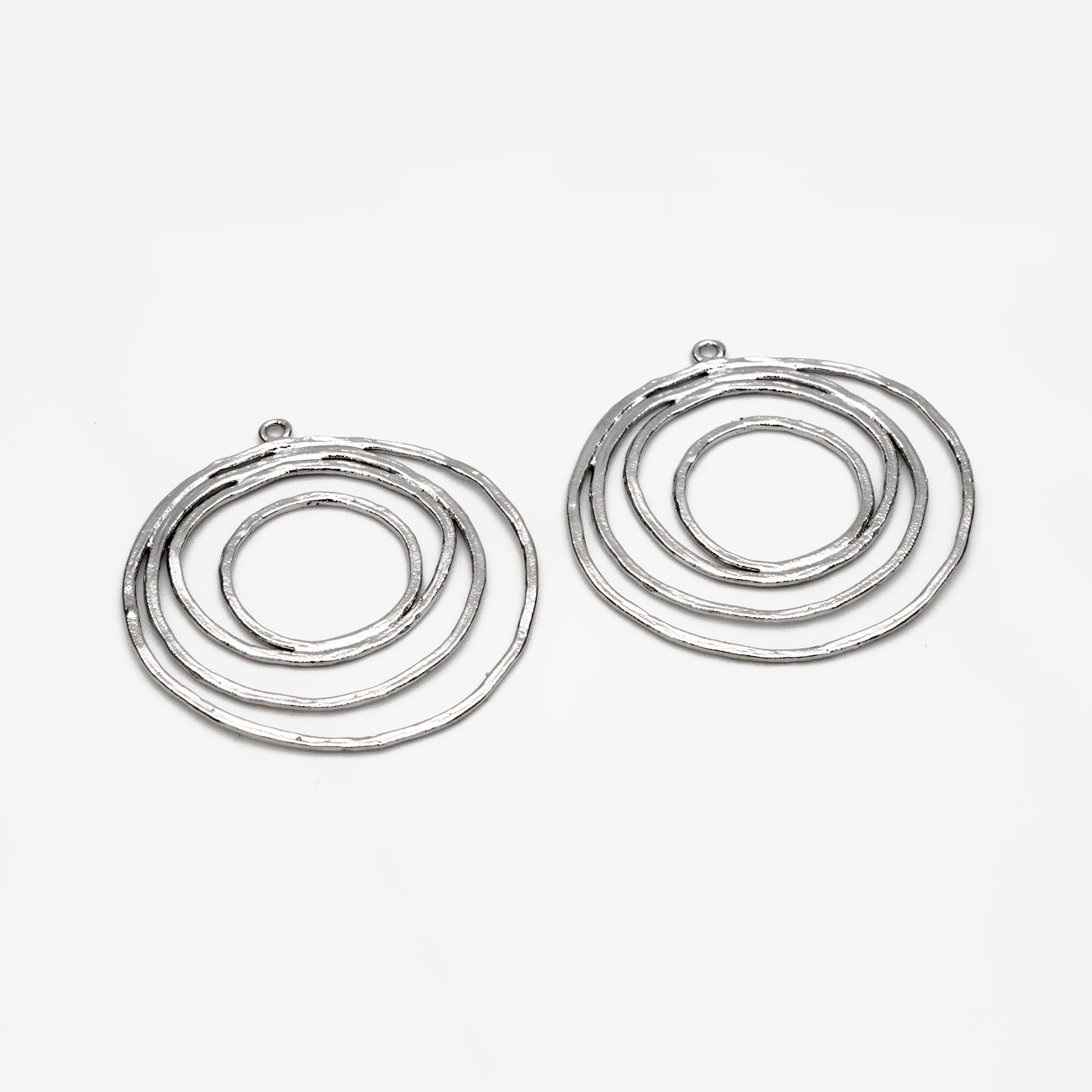 10pcs Gold/ Silver tone Circle Pendants 32x29mm, Gold/ Rhodium plated Brass Hoops, Wired Round Loop Charms (GB-1066-C)