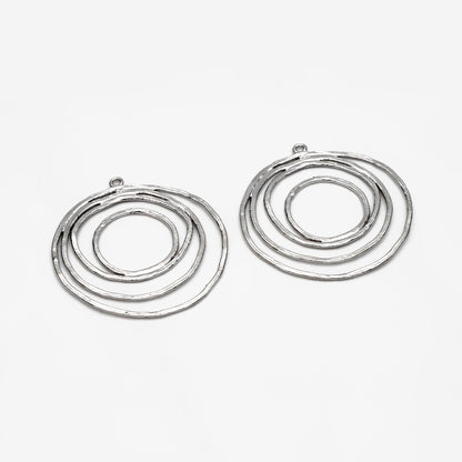 10pcs Gold/ Silver tone Circle Pendants 32x29mm, Gold/ Rhodium plated Brass Hoops, Wired Round Loop Charms (GB-1066-C)