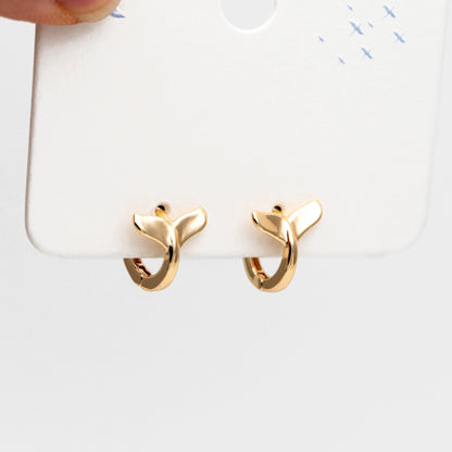 4pcs Gold/ Silver Whale Tail Hoop Earrings, Dainty Huggie Earrings, Minimalist Hoops, Huggies (GB-4340)