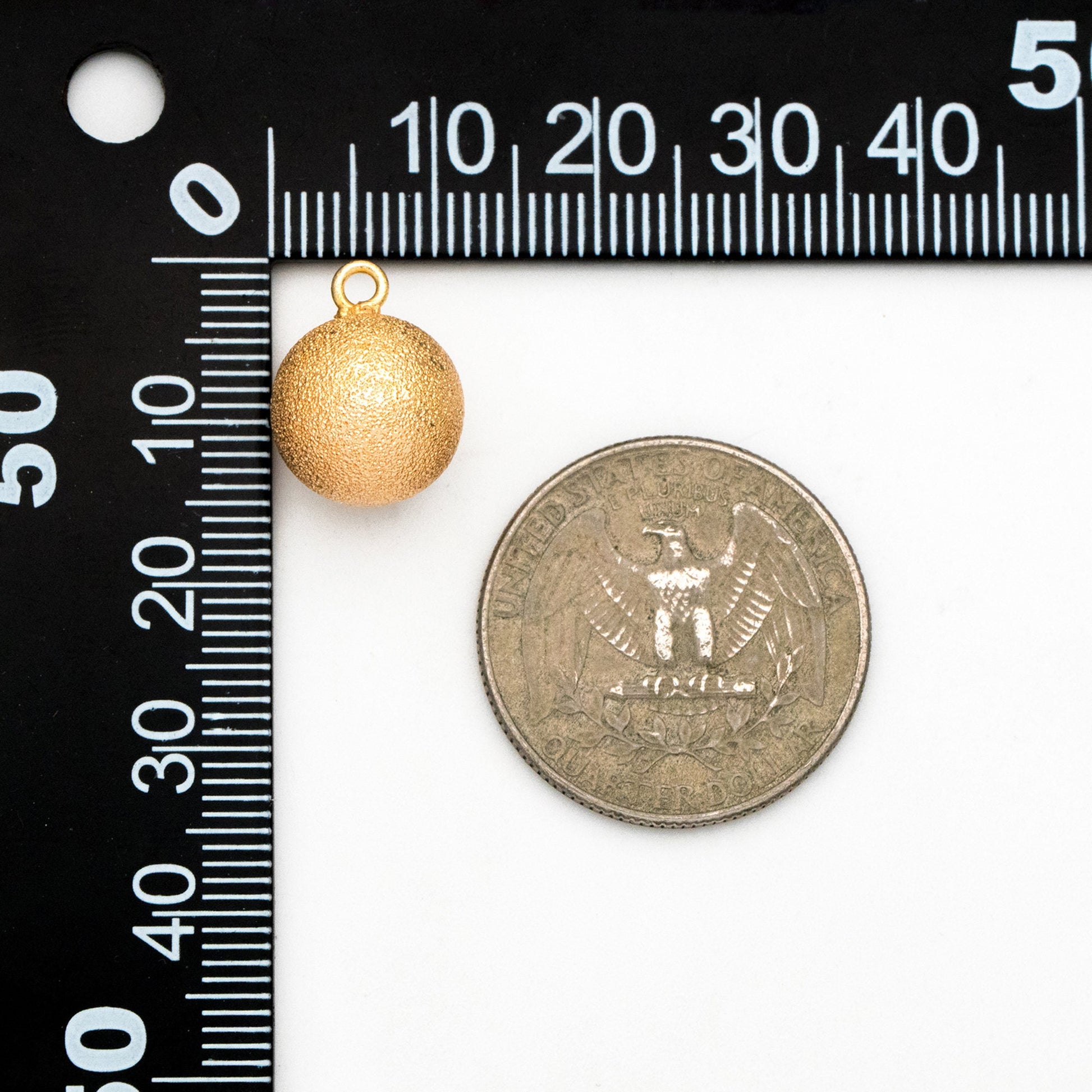 10pcs Gold Stardust Ball Charms 12mm, Real Gold plated Brass, Round Dangle Pendants (GB-3898)