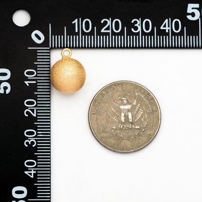 10pcs Gold Stardust Ball Charms 12mm, Real Gold plated Brass, Round Dangle Pendants (GB-3898)
