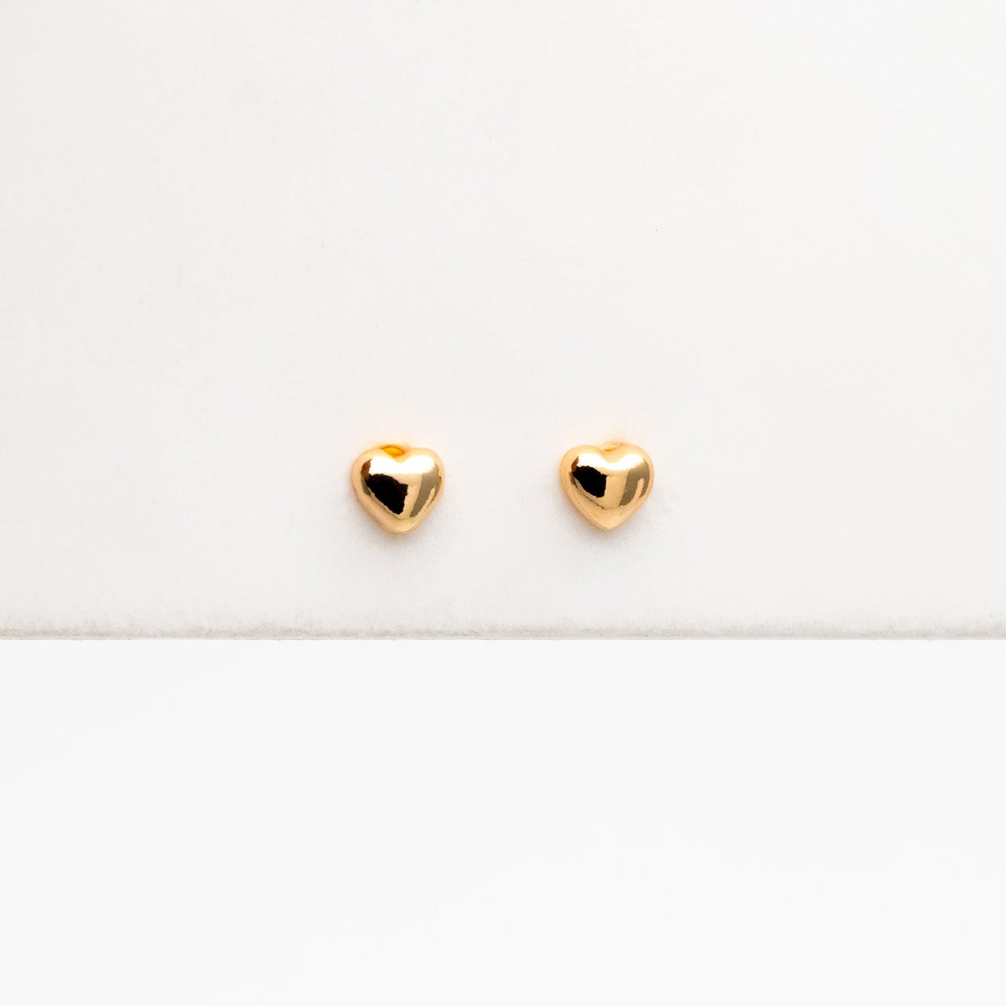 10pcs Gold/ Silver Tiny Heart Earrings, Real Gold/ Rhodium plated Brass, Geometric Earring Studs (GB-4287)