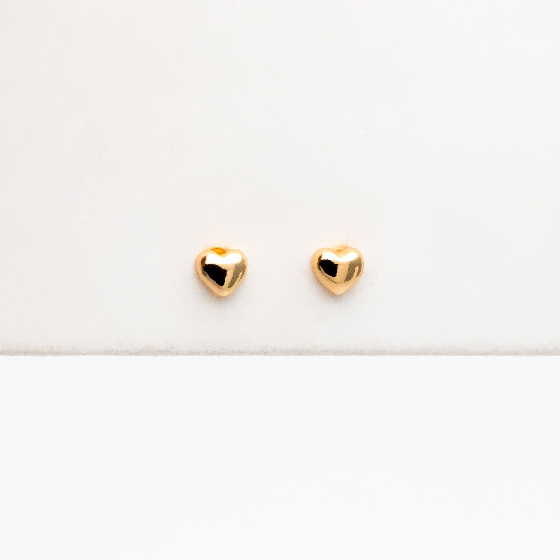 10pcs Gold/ Silver Tiny Heart Earrings, Real Gold/ Rhodium plated Brass, Geometric Earring Studs (GB-4287)