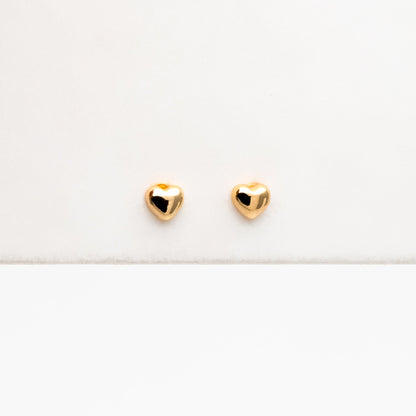 10pcs Gold/ Silver Tiny Heart Earrings, Real Gold/ Rhodium plated Brass, Geometric Earring Studs (GB-4287)