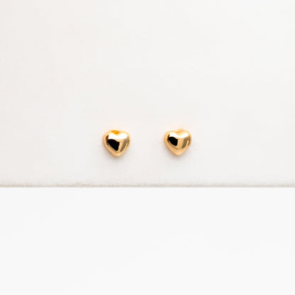 10pcs Gold/ Silver Tiny Heart Earrings, Real Gold/ Rhodium plated Brass, Geometric Earring Studs (GB-4287)
