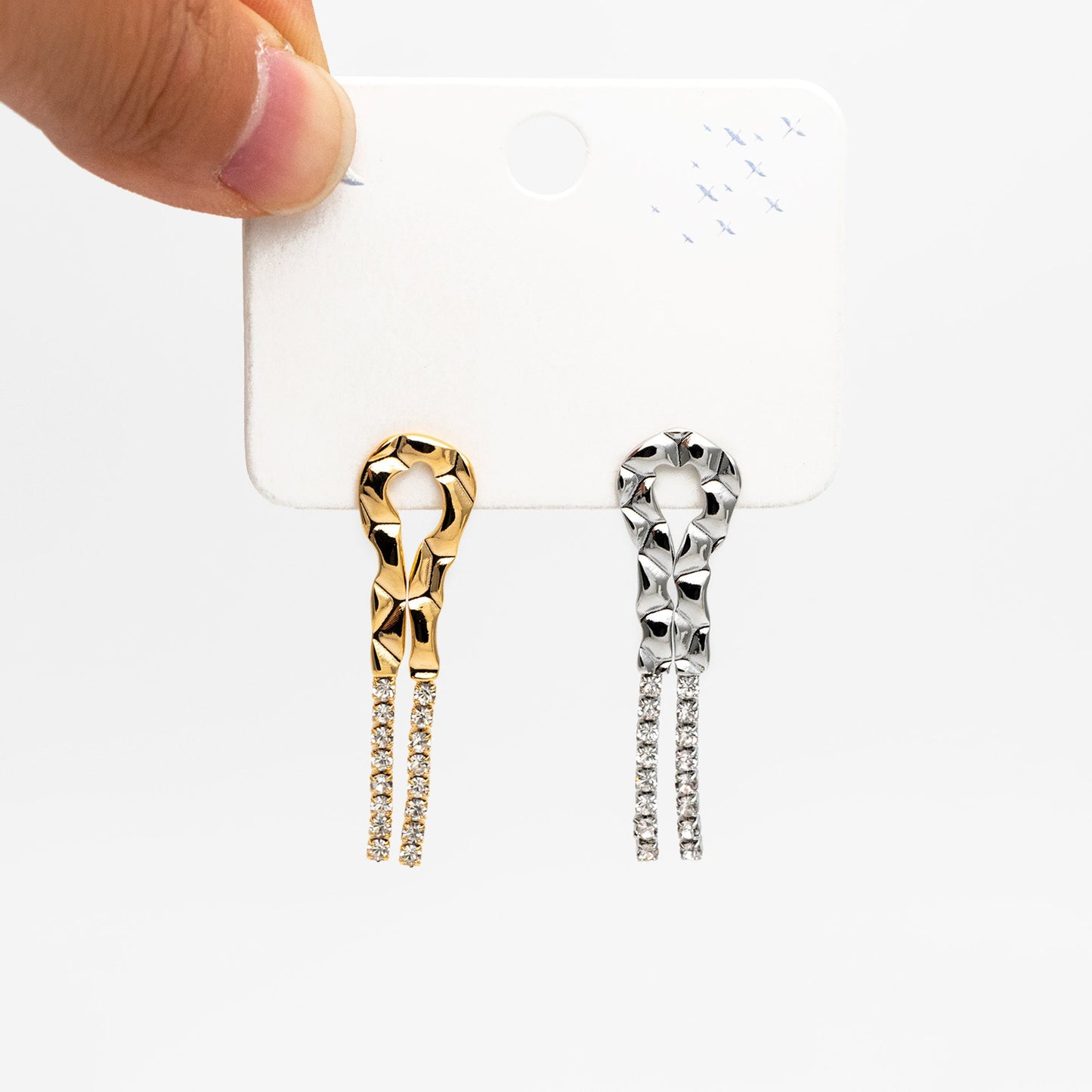 4pcs CZ Pave Gold/ Silver Chain Tassel Earrings, Tassel Stud Earring, Dangling Earrings, Minimalist Earrings (GB-4292)