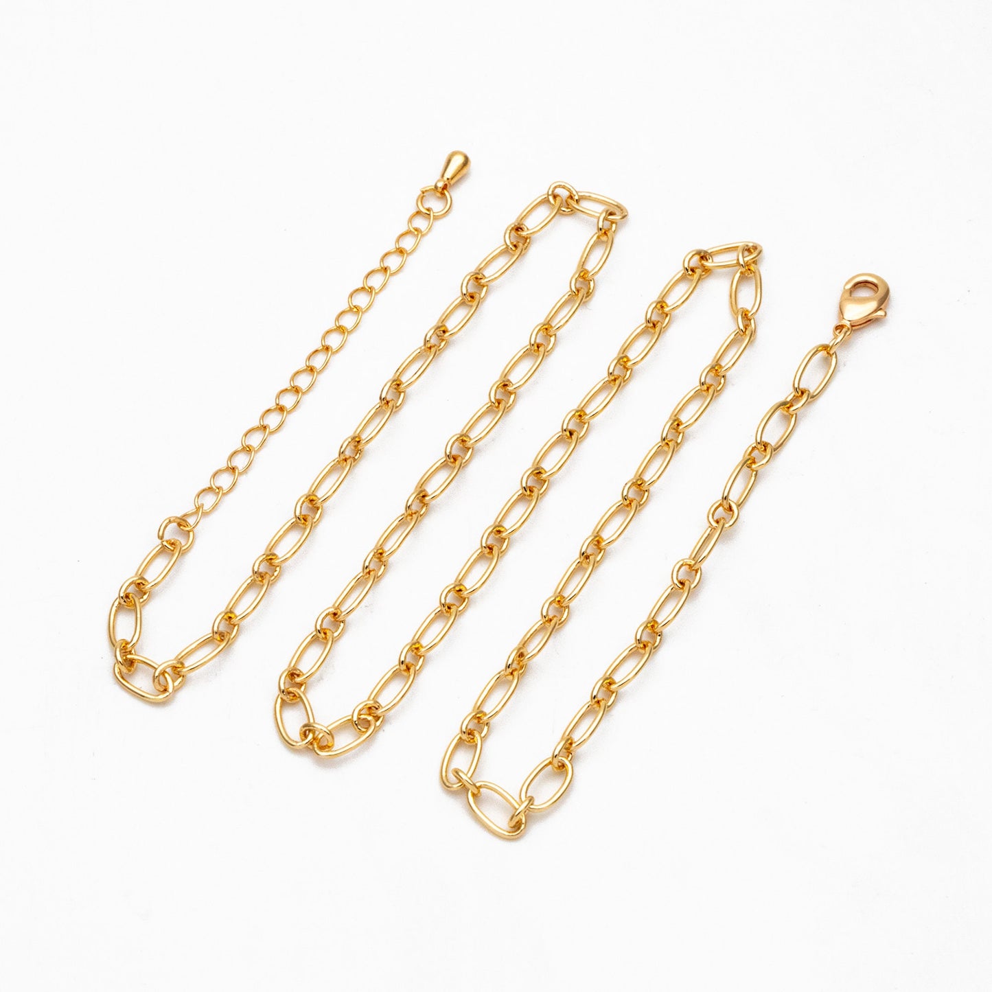 Dainty Gold/ Silver Oval Cable Chains 4/ 4.7mm, Finished Bracelet/ Anklet/ Necklace with Extender Chain, Ready to Wear (#LK-329)