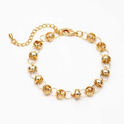 Gold Round Linked Chain, Finished Bracelet/ Anklet/ Necklace with Extender, Ready to Wear (#LK-395)