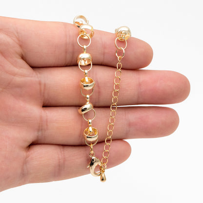 Gold Round Linked Chain, Finished Bracelet/ Anklet/ Necklace with Extender, Ready to Wear (#LK-395)