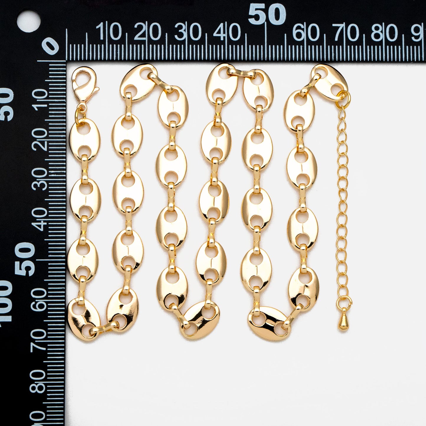 Gold Mariner Link Chain 8mm, Finished Bracelet/ Anklet/ Necklace with Extender Chain, Ready to Wear (#LK-396)