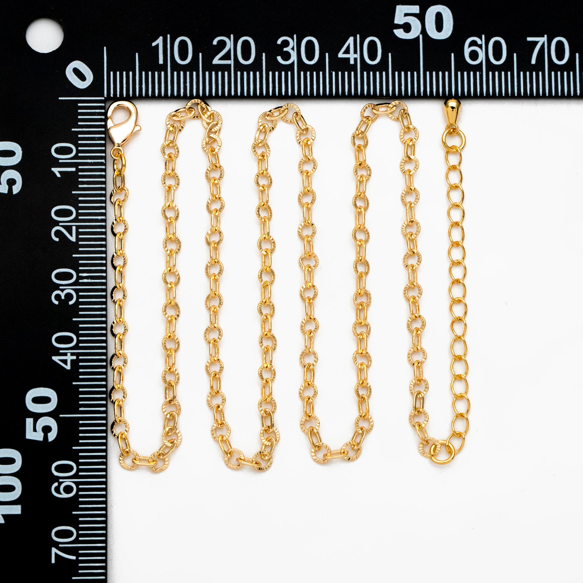 Gold Round Cable Chain, Finished Bracelet/ Anklet/ Necklace with Extender Chain, Ready to Wear (#LK-404)