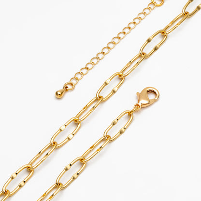 Gold Long Oval Cable Chains 5.5mm, Finished Bracelet/ Anklet/ Necklace with Extender Chain, Ready to Wear (#LK-406)