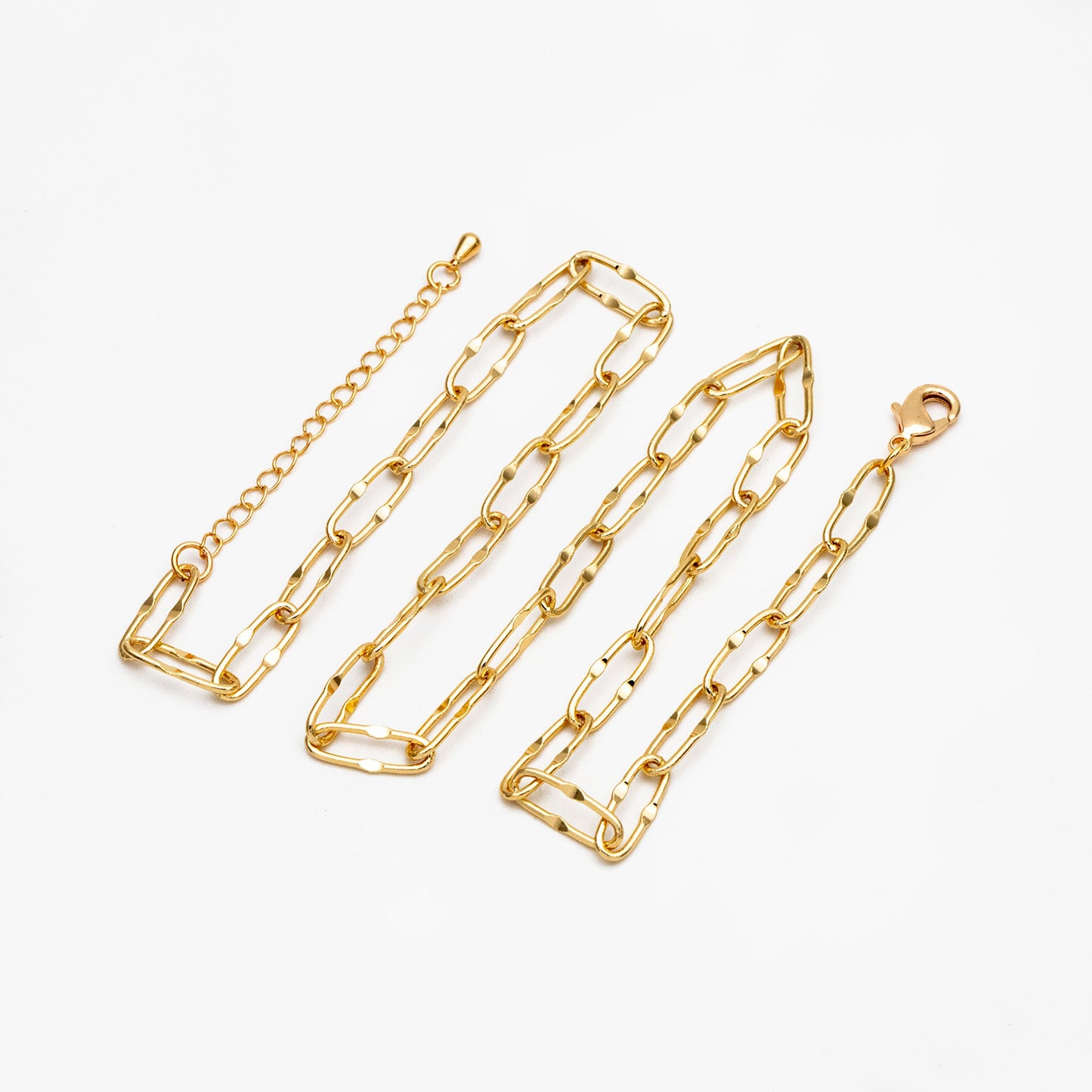 Gold Long Oval Cable Chains 5.5mm, Finished Bracelet/ Anklet/ Necklace with Extender Chain, Ready to Wear (#LK-406)