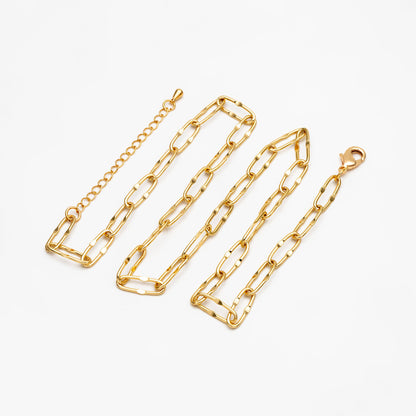 Gold Long Oval Cable Chains 5.5mm, Finished Bracelet/ Anklet/ Necklace with Extender Chain, Ready to Wear (#LK-406)