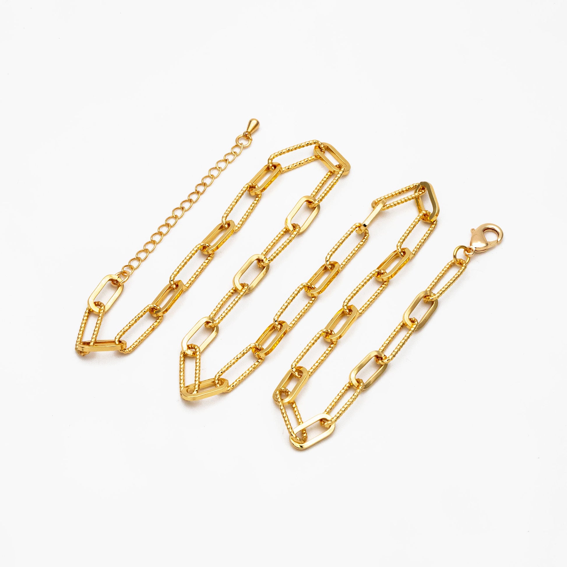 Gold/ Silver Oval Link Chain 5.5mm, Finished Bracelet/ Anklet/ Necklace with Extender Chain, Ready to Wear (#LK-409)