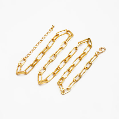 Gold/ Silver Oval Link Chain 5.5mm, Finished Bracelet/ Anklet/ Necklace with Extender Chain, Ready to Wear (#LK-409)