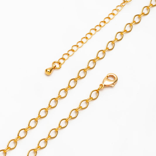 Dainty Gold Oval Chains 3.6mm, Finished Bracelet/ Anklet/ Necklace with Extender Chain, Ready to Wear (#LK-445)