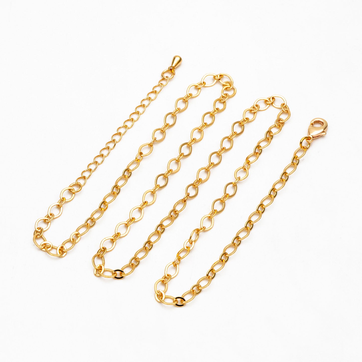 Dainty Gold Oval Chains 3.6mm, Finished Bracelet/ Anklet/ Necklace with Extender Chain, Ready to Wear (#LK-445)