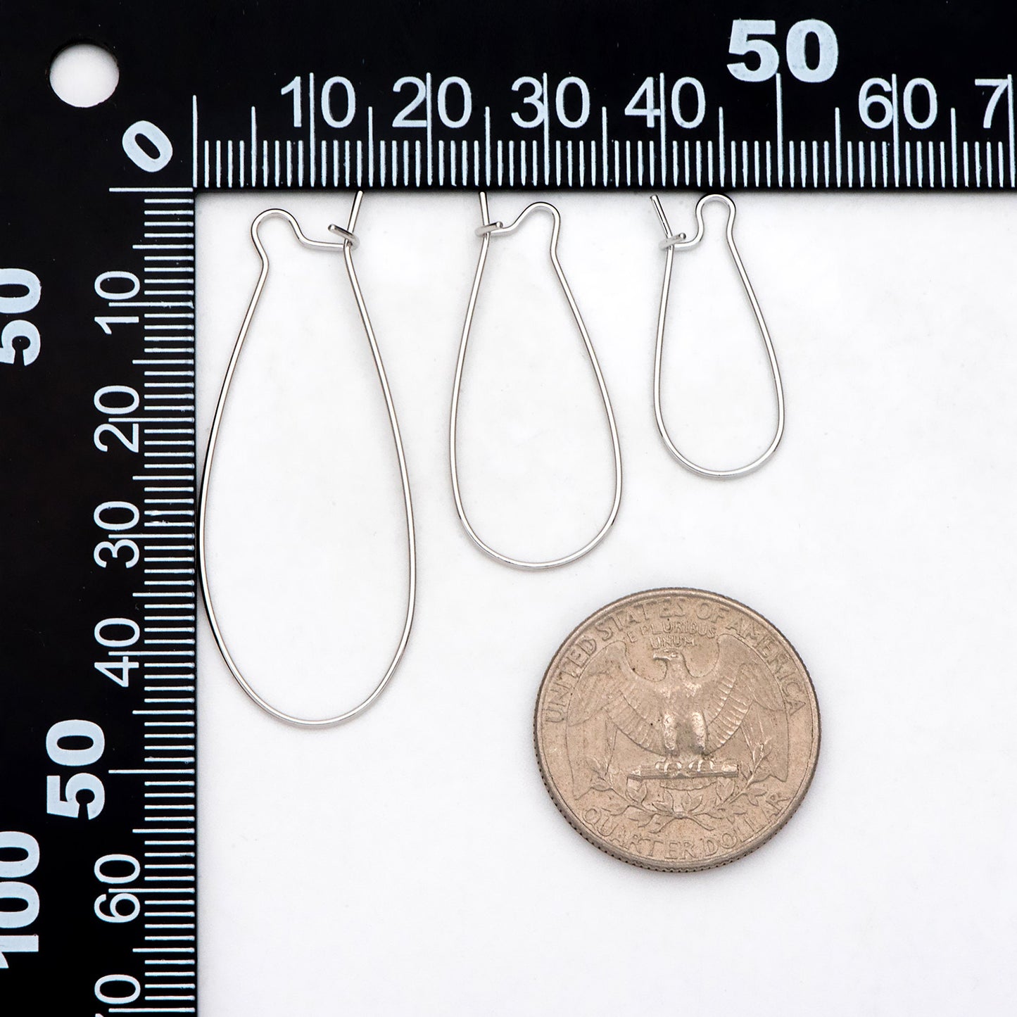 20pcs Gold/ Silver tone Kidney Ear Wires, 18K Gold/ Rhodium plated Brass Hoop Earrings 25/ 30/ 36/ 45mm (GB-253)