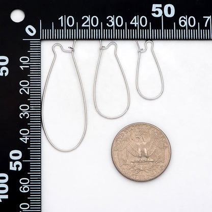 20pcs Gold/ Silver tone Kidney Ear Wires, 18K Gold/ Rhodium plated Brass Hoop Earrings 25/ 30/ 36/ 45mm (GB-253)