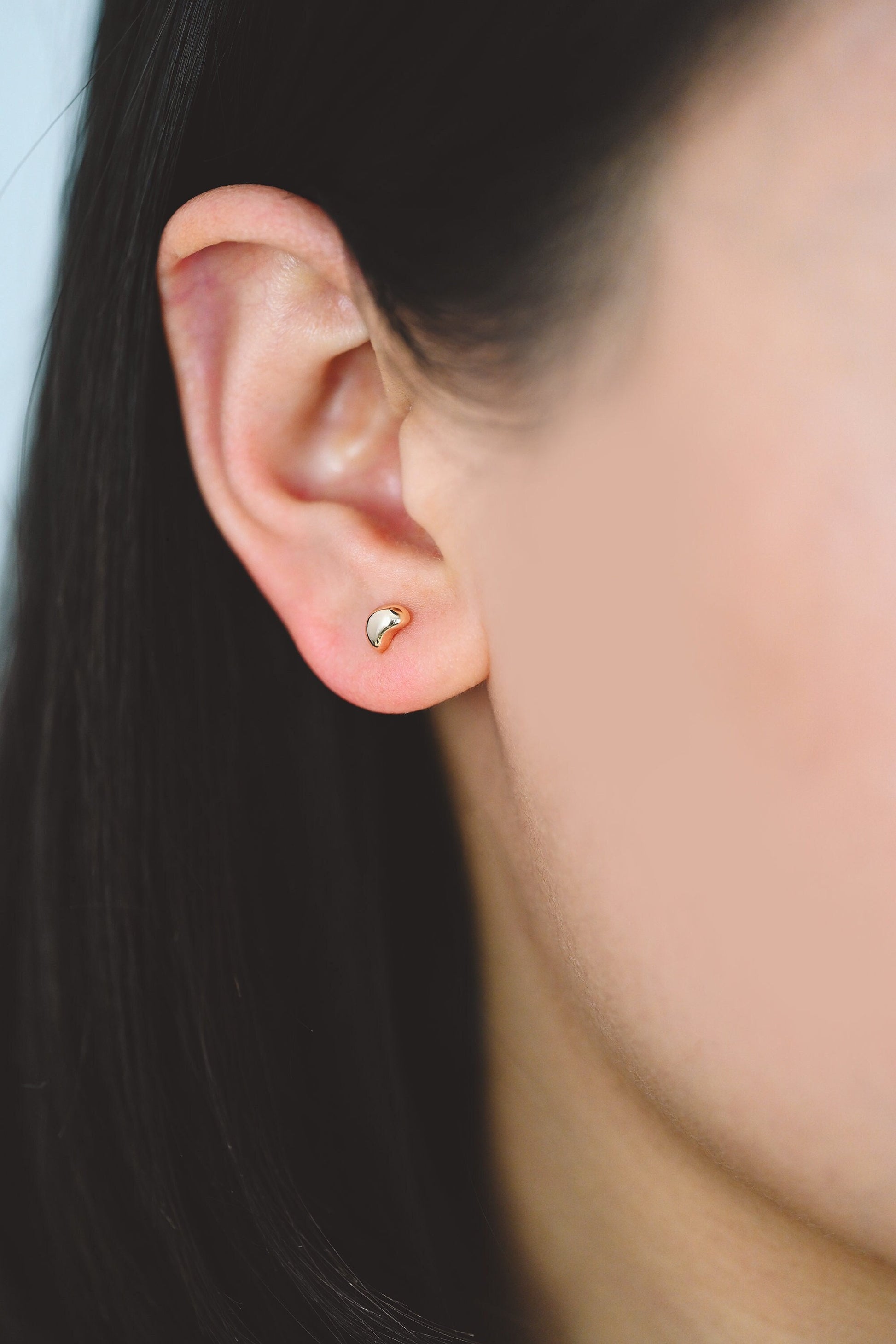 10pcs Gold/ Silver Tiny Pea Earrings 5.5mm, Real Gold/ Rhodium Plated Brass Minimalist Stud Earrings (#GB-4256)