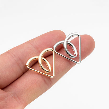 4pcs Gold/ Silver tone Triangle Earrings, Real Gold/ Rhodium plated Brass, Geometric Earring Studs (GB-4298)