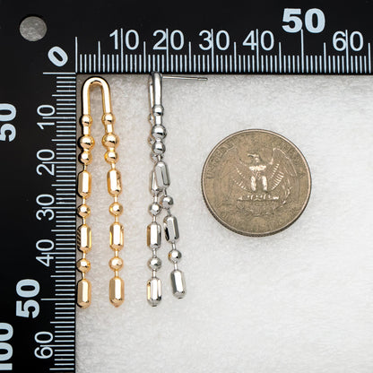 4pcs Gold/ Silver Chain Tassel Earrings, Tassel Stud Earring, Dangling Earrings, Minimalist Earrings (GB-4303)