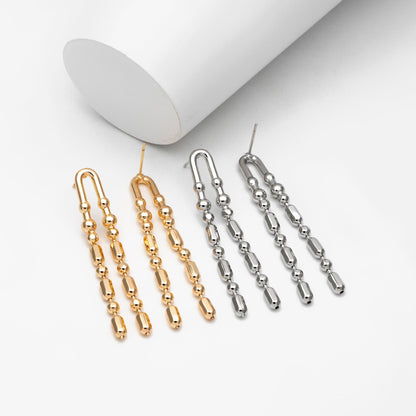 4pcs Gold/ Silver Chain Tassel Earrings, Tassel Stud Earring, Dangling Earrings, Minimalist Earrings (GB-4303)